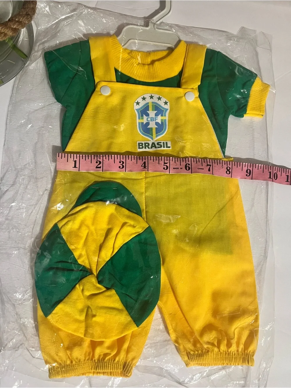 Brasil Kids Yellow & Green Overalls Set with Hat